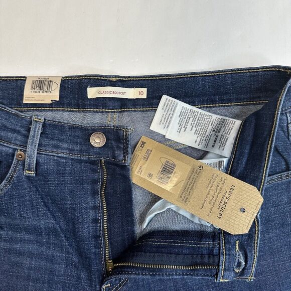 Levis Classic Bootcut Jeans Womens 10/30 Short Stretch Denim Blue Jean Dark NEW - Picture 4 of 10